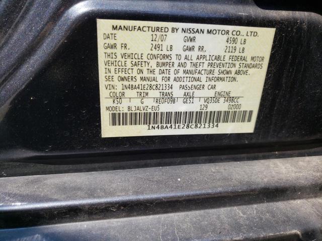 Photo 10 from auction – 2008 NISSAN MAXIMA SE with VIN 1N4BA41E28C821334