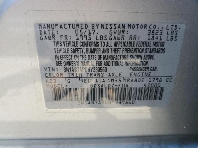 Photo 10 from auction – 2017 NISSAN SENTRA S with VIN 3N1AB7AP0HY339560