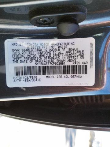 Photo 10 from auction – 2012 TOYOTA COROLLA BA with VIN 5YFBU4EE7CP052681
