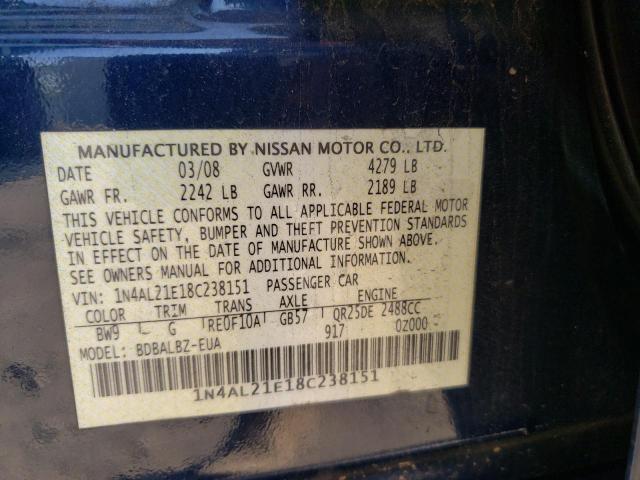 Photo 10 from auction – 2008 NISSAN ALTIMA 2.5 with VIN 1N4AL21E18C238151
