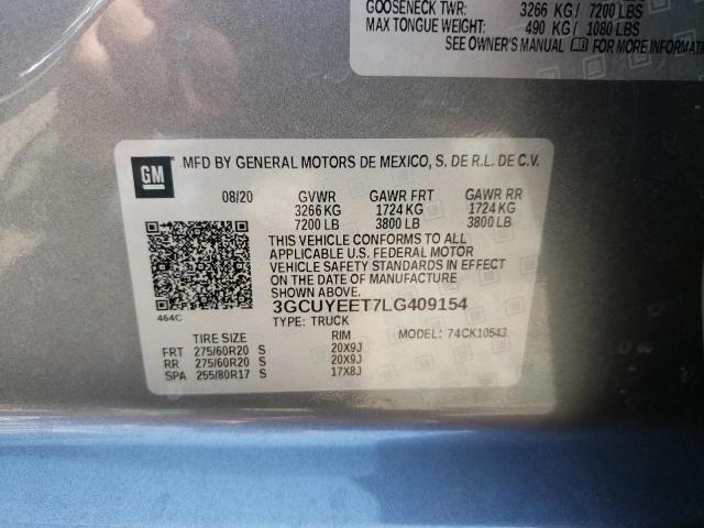 Photo 10 from auction – 2020 CHEVROLET silverado with VIN 3GCUYEET7LG409154