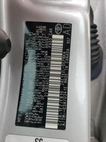 Photo 10 from auction – 2012 TOYOTA COROLLA BA with VIN 2T1BU4EE1CC904068