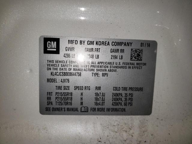 Photo 10 from auction – 2014 BUICK ENCORE with VIN KL4CJCSB0EB644758