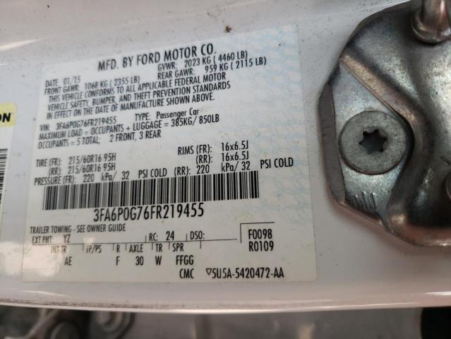 Photo 10 from auction – 2015 FORD FUSION S with VIN 3FA6P0G76FR219455