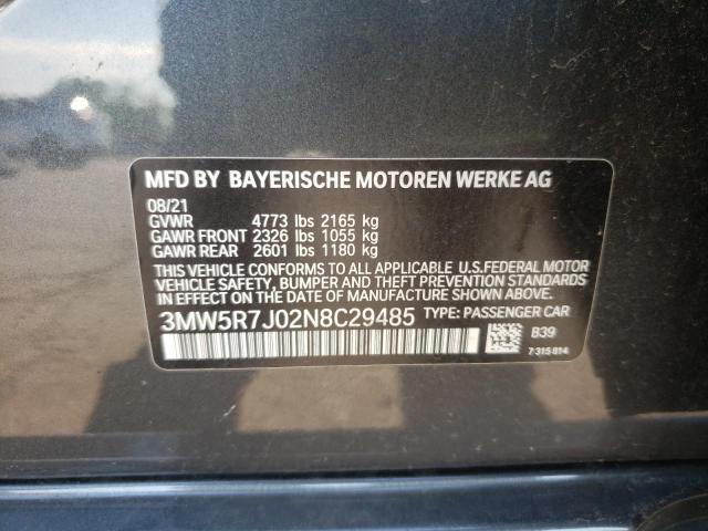 Photo 10 from auction – 2022 BMW 330XI with VIN 3MW5R7J02N8C29485