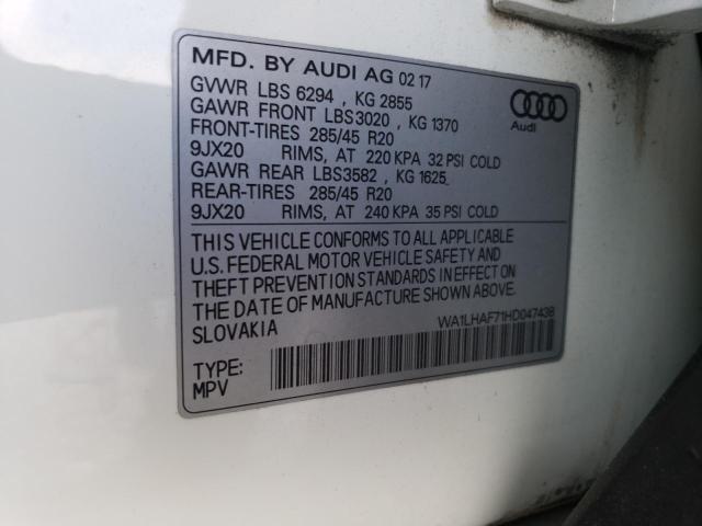 Photo 10 from auction – 2017 AUDI Q7 PREMIUM with VIN WA1LHAF71HD047438