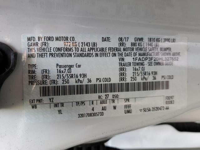 Photo 10 from auction – 2017 FORD FOCUS SE with VIN 1FADP3F20HL327652