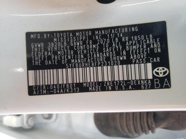Photo 10 from auction – 2015 TOYOTA COROLLA L with VIN 5YFBURHE8FP231020