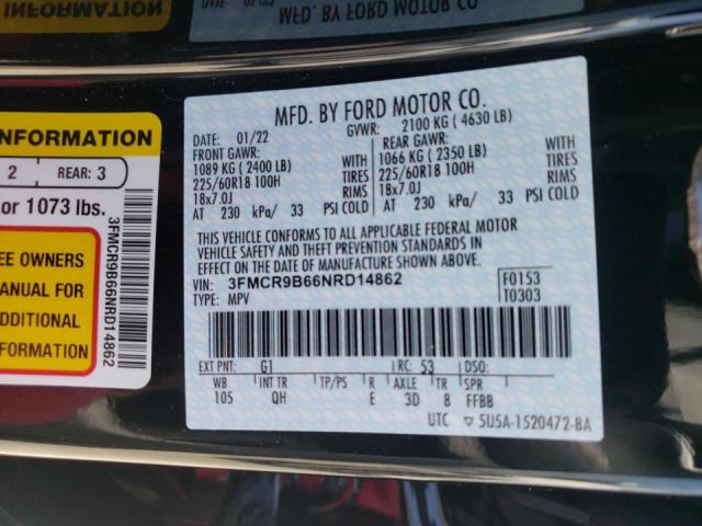 Photo 10 from auction – 2022 FORD BRONCO SPO with VIN 3FMCR9B66NRD14862