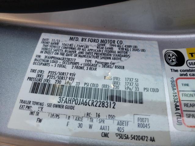 Photo 10 from auction – 2012 FORD FUSION SEL with VIN 3FAHP0JA6CR228312