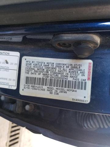 Photo 10 from auction – 2002 TOYOTA CAMRY LE with VIN JTDBF30K220002040