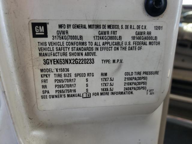 Photo 10 from auction – 2002 CADILLAC ESCALADE E with VIN 3GYEK63NX2G220233