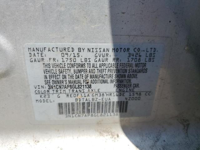 Photo 10 from auction – 2016 NISSAN VERSA S with VIN 3N1CN7AP8GL821138