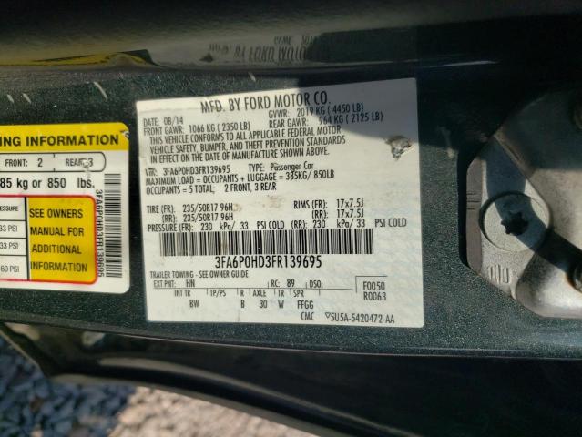 Photo 10 from auction – 2015 FORD FUSION SE with VIN 3FA6P0HD3FR139695