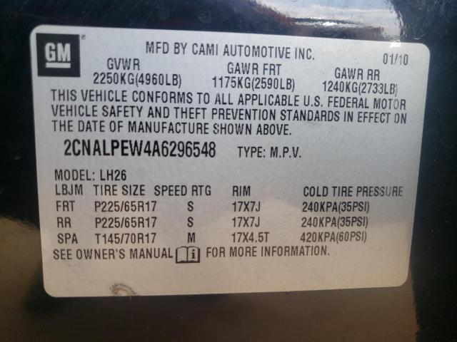 Photo 10 from auction – 2010 CHEVROLET EQUINOX LT with VIN 2CNALPEW4A6296548