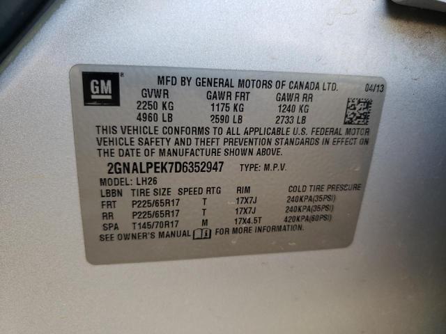 Photo 10 from auction – 2013 CHEVROLET EQUINOX LT with VIN 2GNALPEK7D6352947