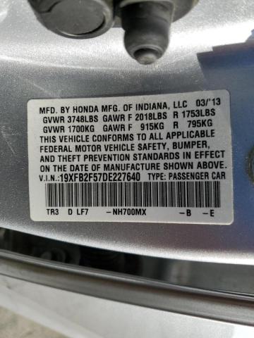 Photo 10 from auction – 2013 HONDA CIVIC LX with VIN 19XFB2F57DE227640