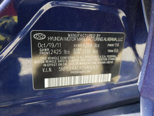 Photo 10 from auction – 2012 HYUNDAI SONATA GLS with VIN 5NPEB4ACXCH400431