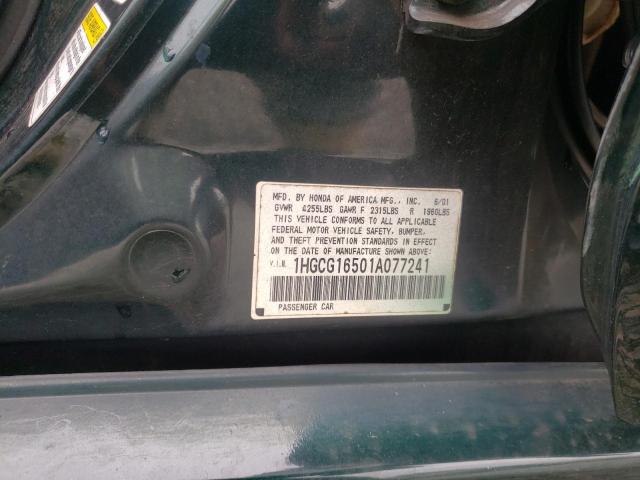 Photo 10 from auction – 2001 HONDA ACCORD EX with VIN 1HGCG16501A077241