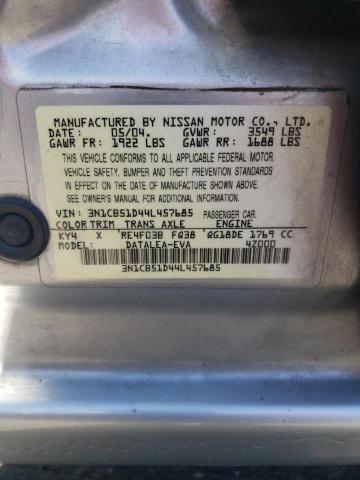 Photo 10 from auction – 2004 NISSAN SENTRA 1.8 with VIN 3N1CB51D44L457685