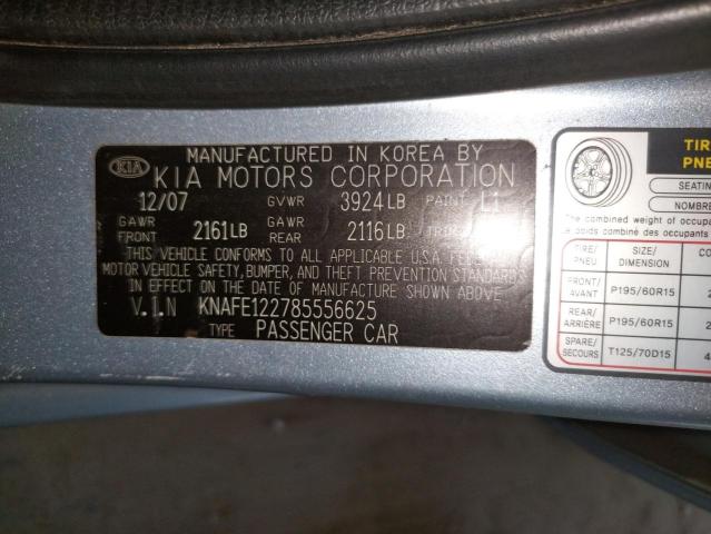 Photo 10 from auction – 2008 KIA SPECTRA EX with VIN KNAFE122785556625