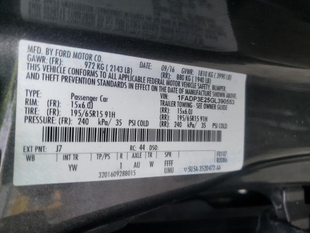 Photo 10 from auction – 2016 FORD FOCUS S with VIN 1FADP3E25GL390553