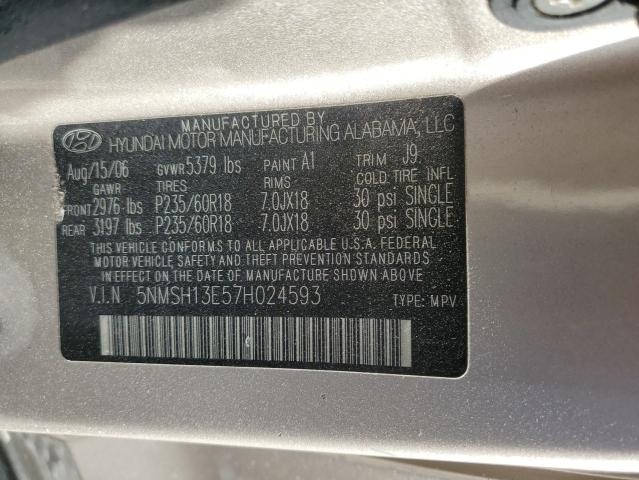 Photo 10 from auction – 2007 HYUNDAI SANTA FE S with VIN 5NMSH13E57H024593