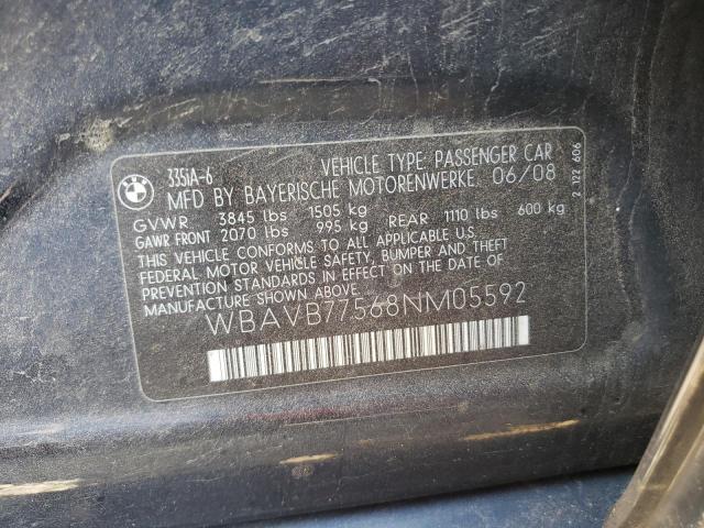 Photo 10 from auction – 2008 BMW 335 I with VIN WBAVB77568NM05592