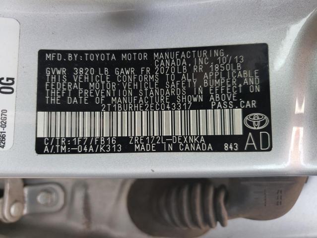 Photo 10 from auction – 2014 TOYOTA COROLLA L with VIN 2T1BURHE2EC043317