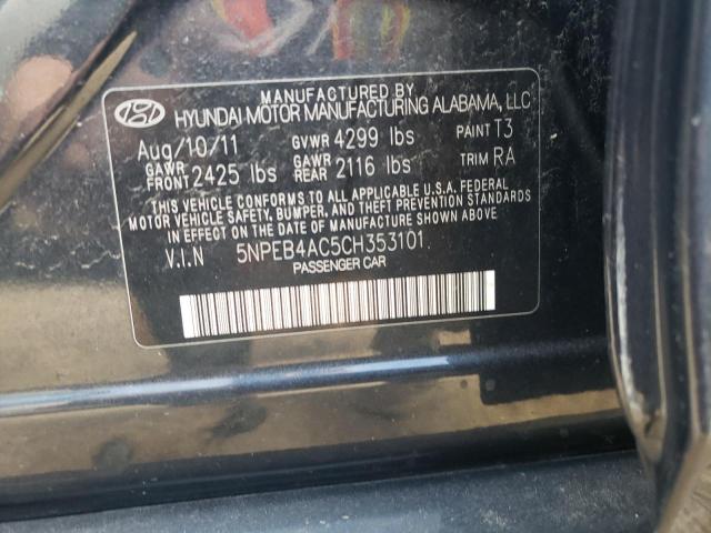 Photo 10 from auction – 2012 HYUNDAI SONATA GLS with VIN 5NPEB4AC5CH353101