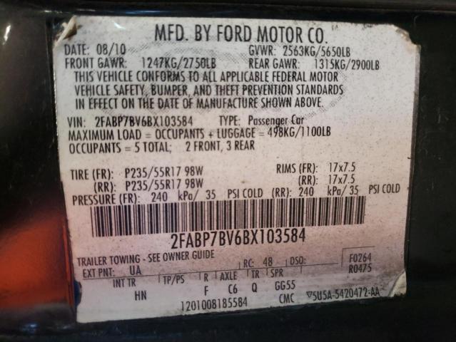 Photo 10 from auction – 2011 FORD CROWN VICT with VIN 2FABP7BV6BX103584