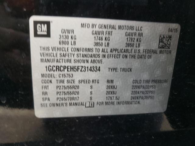 Photo 10 from auction – 2015 CHEVROLET SILVERADO with VIN 1GCRCPEH5FZ314334