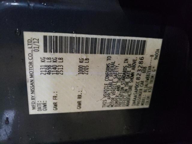 Photo 10 from auction – 2012 NISSAN MAXIMA S with VIN 1N4AA5AP0CC823286