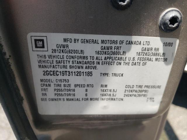 Photo 10 from auction – 2001 CHEVROLET SILVERADO with VIN 2GCEC19T311201185