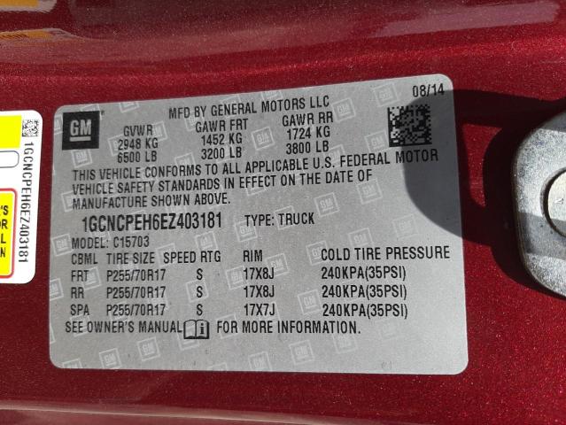 Photo 10 from auction – 2014 CHEVROLET SILVERADO with VIN 1GCNCPEH6EZ403181