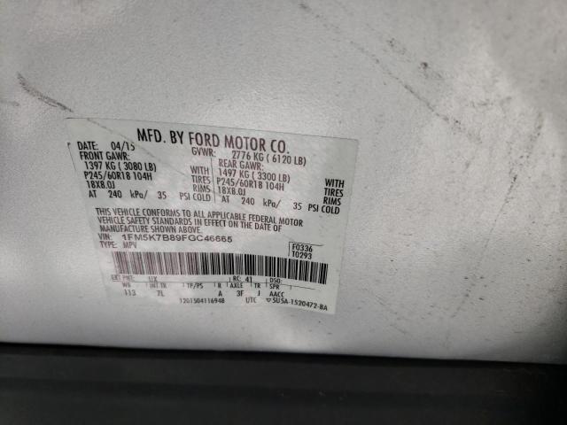 Photo 10 from auction – 2015 FORD EXPLORER with VIN 1FM5K7B89FGC46665
