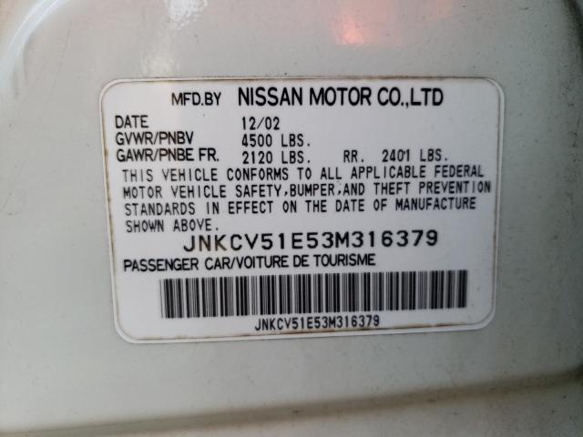 Photo 10 from auction – 2003 INFINITI G35 with VIN JNKCV51E53M316379