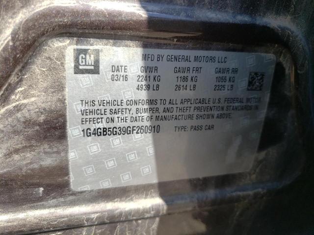 Photo 10 from auction – 2016 BUICK LACROSSE with VIN 1G4GB5G39GF260910