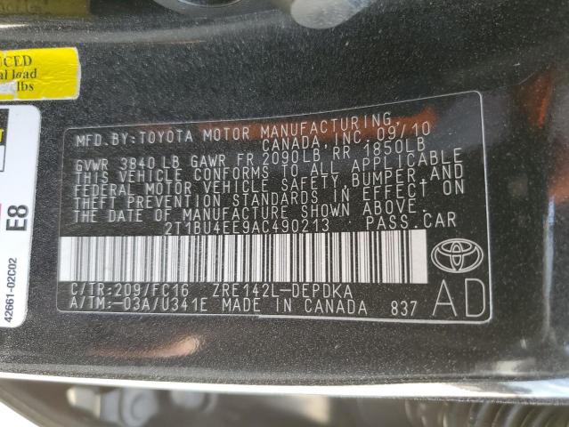Photo 10 from auction – 2010 TOYOTA COROLLA BA with VIN 2T1BU4EE9AC490213