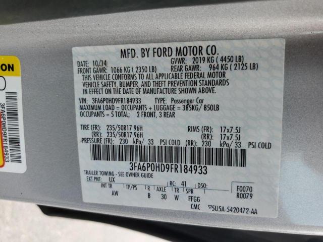 Photo 10 from auction – 2015 FORD FUSION SE with VIN 3FA6P0HD9FR184933