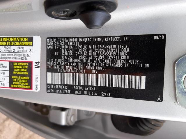 Photo 10 from auction – 2010 TOYOTA VENZA with VIN 4T3ZA3BB1AU036801