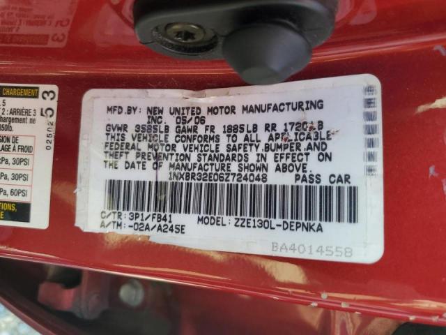 Photo 10 from auction – 2006 TOYOTA COROLLA CE with VIN 1NXBR32E06Z724048