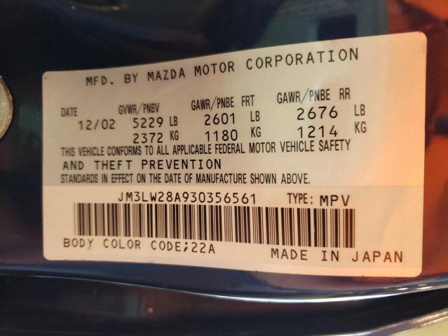 Photo 10 from auction – 2003 MAZDA MPV with VIN JM3LW28A930356561
