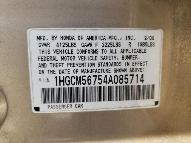 Photo 10 from auction – 2004 HONDA ACCORD EX with VIN 1HGCM56754A085714