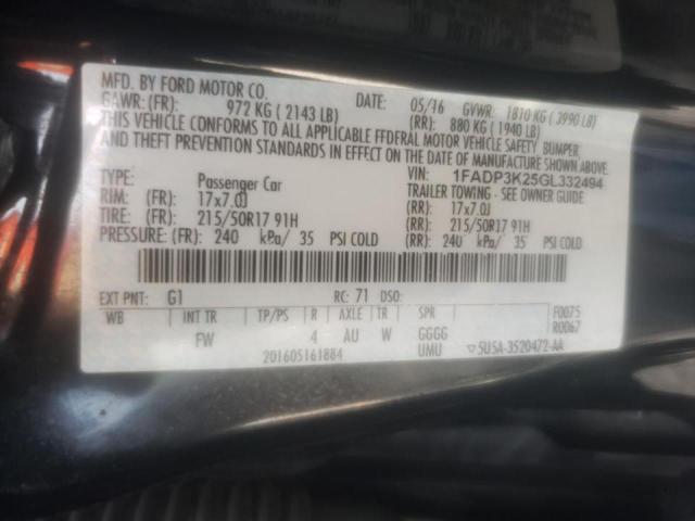 Photo 10 from auction – 2016 FORD FOCUS SE with VIN 1FADP3K25GL332494