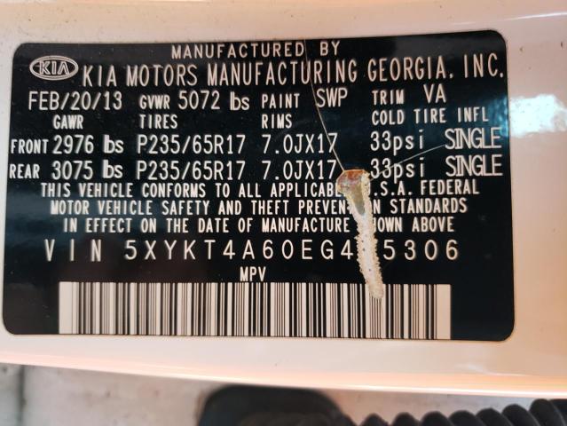 Photo 10 from auction – 2014 KIA SORENTO LX with VIN 5XYKT4A60EG435306