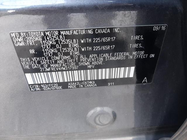 Photo 10 from auction – 2017 TOYOTA RAV4 XLE with VIN 2T3WFREV4HW317997