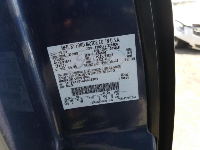 Photo 10 from auction – 2004 FORD F150 with VIN 1FTPX14514NB36202