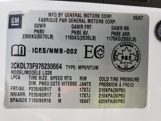 Photo 10 from auction – 2007 PONTIAC TORRENT with VIN 2CKDL73F976230664