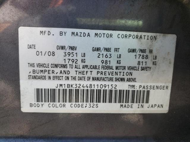 Photo 10 from auction – 2008 MAZDA 3 S with VIN JM1BK324481109152